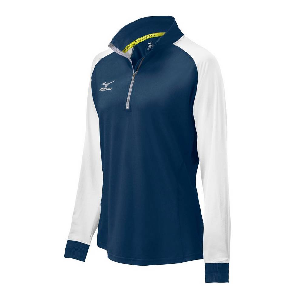 Womens Mizuno Elite 9 Prime 1/2 Zip Jacket Navy/White Philippines (ZCYLVB536)